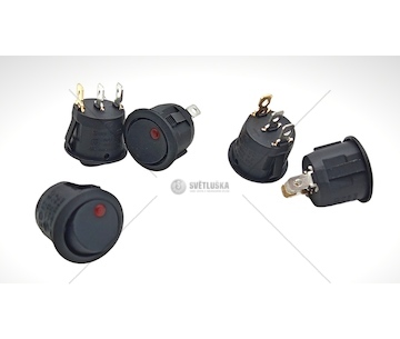 Přepínač kolíbka kulatý 6A podsvíceno,  vypnuto-zapnuto