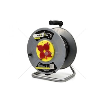 Prodlužovací kabel na bubnu 4 zásuvky 25m 3x2,5mm, kovový KELTIN