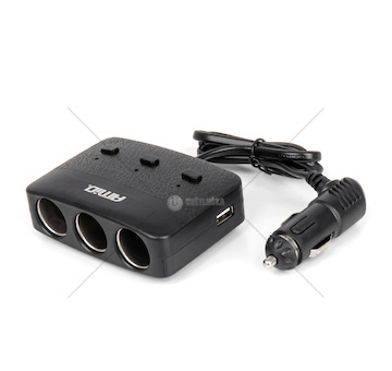 Prodlužovací zásuvka 2x USB-A ON/OFF LED 12/24V 100W 70cm AMiO-04363