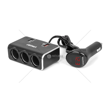 Prodlužovací zásuvka 2x USB0A QC3.0 12/24V 120W 80cm AMiO-04364