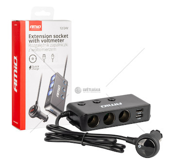 Prodlužovací zásuvka s voltmetrem AMiO-03781