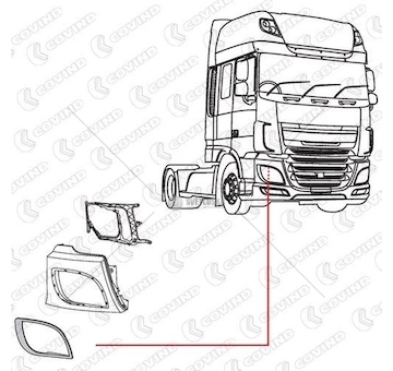 Rámeček světlometu DAF XF106 pravý MTX ED0618K001