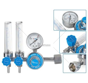 Redukční ventil CO2/Argon W21,8", 2 x průtokoměr GEKO