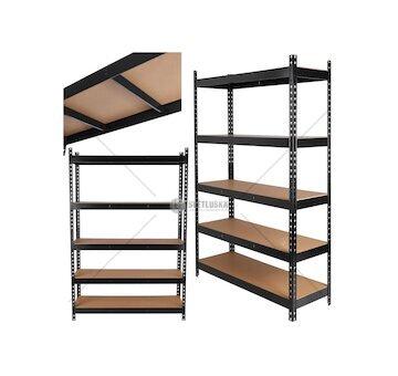 Regál policový 180×40×120 cm, 280 kg, kovový vyztužený, černý - GEKO