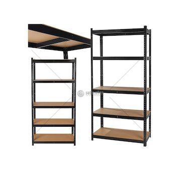 Regál policový 180×40×90 cm, 265 kg, kovový vyztužený, černý - GEKO