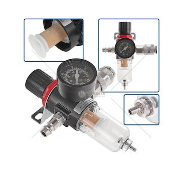 Regulátor tlaku vzduchu s odlučovačem vody a manometrem 1/4