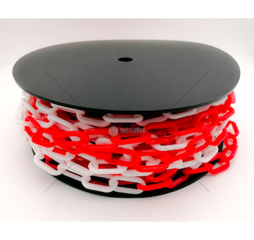 Řetěz plastový bílo-červený 25m