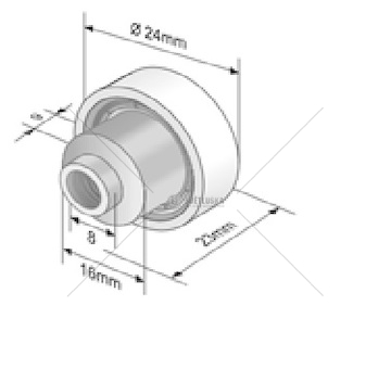 ROLKA DACHU FI24*9 DL.23MM BIALA  RD608VBS