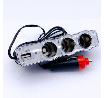 Rozdvojka zapalovače 3 zásuvky s USB