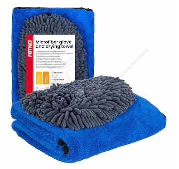 Rukavice a utěrka na sušení z mikrovlákna 94/800gsm 20x26/60x90xcm AMiO-04489