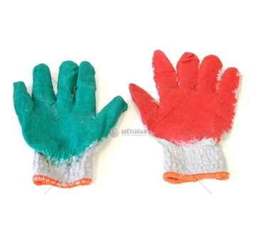 Rukavice pracovní pogumované zelené/červené VAMPIRKY 22cm