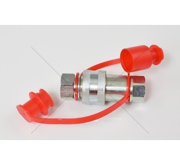 Rychlospojka hydraulická M22x1,5 komplet zásuvka +zástrčka kovová červená