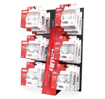 Sada 18 blistrů halogenových žárovek LumiTec se stojanem