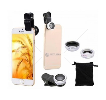 Sada 3ks přídavných objektivů na mobilní telefon, tablet