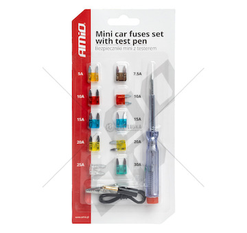 Sada autopojistek MINI s testerem napětí AMiO-03524