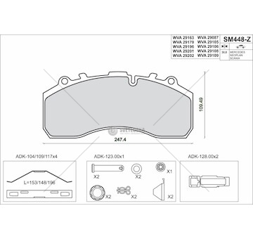 Sada brzdových destiček, kotoučová brzda STEINHOF SM448-Z