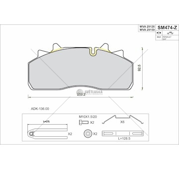 Sada brzdových destiček, kotoučová brzda STEINHOF SM474-Z