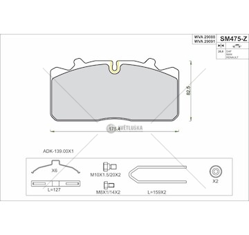 Sada brzdových destiček, kotoučová brzda STEINHOF SM475-Z