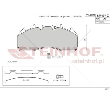 Sada brzdových destiček, kotoučová brzda STEINHOF SM497-P