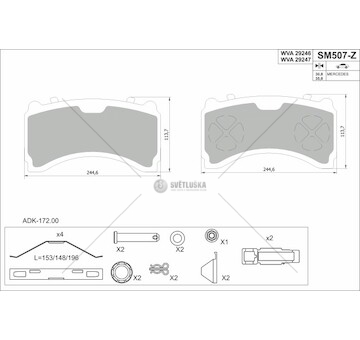 Sada brzdových destiček, kotoučová brzda STEINHOF SM507-Z