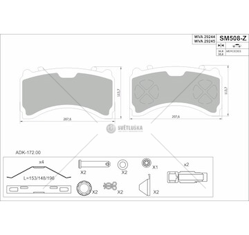 Sada brzdových destiček, kotoučová brzda STEINHOF SM508-Z
