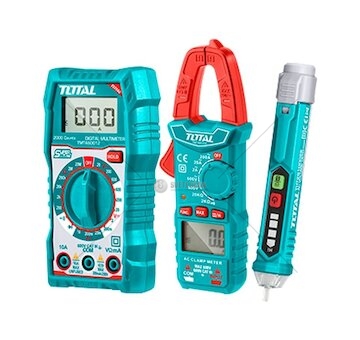 Sada digitálního multimetru, multimetru klešťového a zkoušečky AC napětí TOTAL