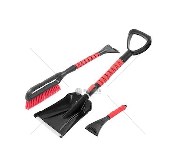 Sada do auta na led a sníh, lopata s teleskopickou rukojetí, škrabka, smetáček - STREND PRO