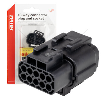 Sada elektrických konektorů vodotěsných 10 PIN 2,2 mm AMiO-04351