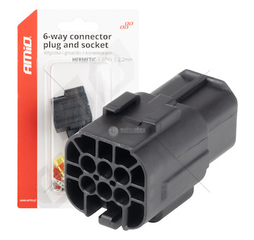 Sada elektrických konektorů vodotěsných 6 PIN 2,2 mm AMiO-04349