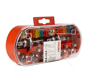 Sada halogenových žárovek a pojistek, 30 ks. H4 + H4 AMiO-03958