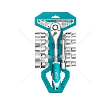 Sada nástrčných hlavic s ráčnou, 1/2", 12ks, CrV TOTAL