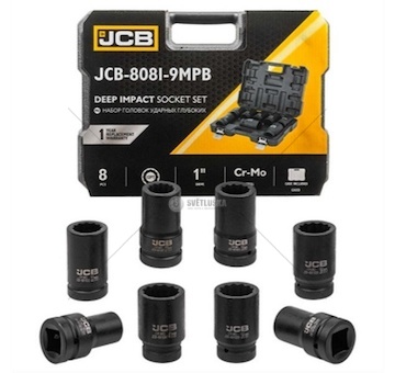 Sada nástrčných klíčů rázových hlubokých 1 8ks (dvanáctihranných) (22-41MM) JCBN JCB-8081-9MPB