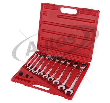 Sada očkoplochých klíčů se západkovým mechanismem č.8-č.19 adaptér 1/4