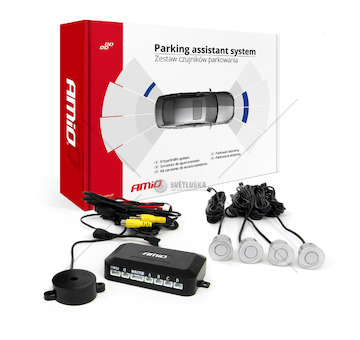 Sada parkovacího senzoru pro kameru a LCD displej stříbrná 22mm AMIO-02990