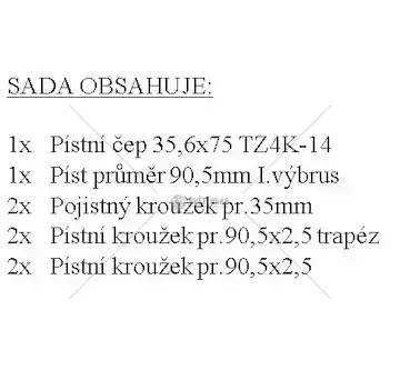 Sada píst, kroužky,čep,segrovky i.výbrus 90,5mm | TZ01015/1-7
