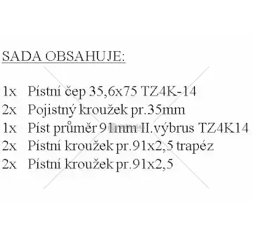 Sada píst, kroužky,čep,segrovky ii.výbrus 91mm | TZ01015/2-7