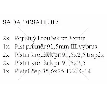 Sada píst, kroužky,čep,segrovky iii.výbrus 91,5mm | TZ01015/3-7