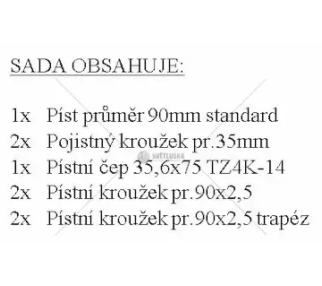 Sada píst,kroužky,čep,segrovky originál 90mm | TZ01015/0-7