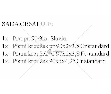 Sada píst + pístní kroužky pr.90/3kr.slavia 2s90a standard | MT03125/0