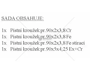 Sada pístních kroužků pruměr 90/4kr standard slávia 2s90a | MT03030/0