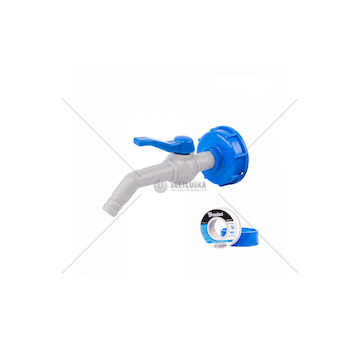 Sada pro kontejner na vodu IBC, kohoutek 45° s připojením IBCS60x6 pro hadice 19mm a PTFE páskou