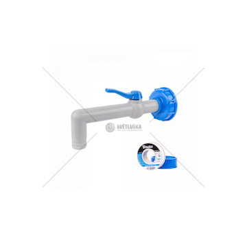 Sada pro kontejner na vodu IBC, kohoutek 90° s připojením IBCS60x6 pro hadice 1" a PTFE páskou