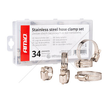 Sada šroubových svorek z nerezavějící oceli 34ks AMiO-04125