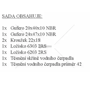 Sada vodního čerpadla s krytými ložisky | 5501-0699.1