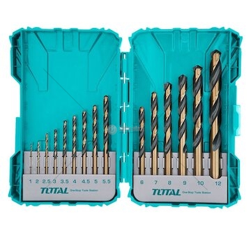Sada vrtáků do kovu, 1-12mm, 15ks, HSS TOTAL
