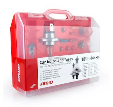 Sada žárovek 19ks (2xH4) AMIO-01497