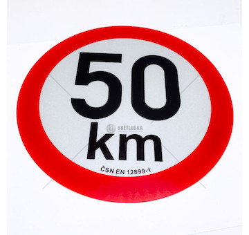 Samolepka rychlosti 50km průměr 20cm reflexní