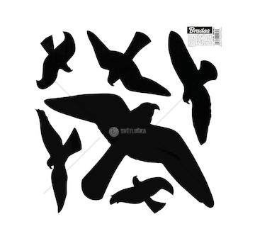 Samolepky na ochranu ptáků před nárazy do skla, sada 10 listů x 6 ks samolepek SCARE