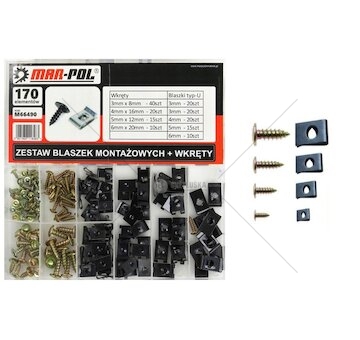 Samořezné šrouby a pružné matice pro karoserii, sada 170 ks MAR-POL