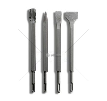 Sekáče SDS PLUS, sada 4ks, 250mm, plochý 20mm, plochý 40mm, špičatý, drážkovací, MAR-POL